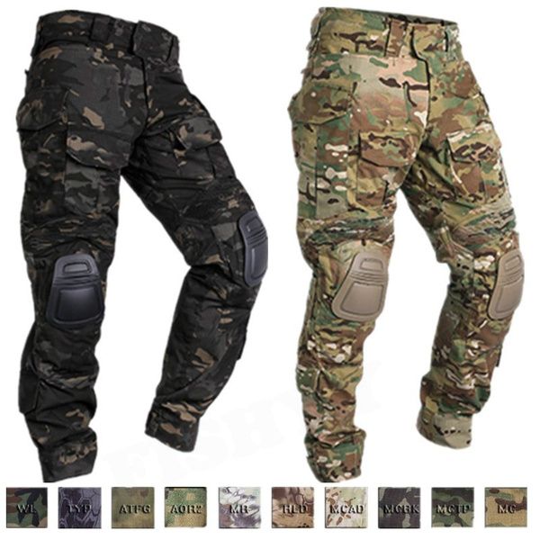 Tactical Men's Army Combat Pants Outdoor Hiking Commando Trousers with Knee Pads 