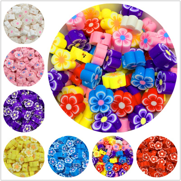 20Pcs/Lot Mixed Flower Shape Clay Beads 10mm Polymer Clay Spacer Beads For  Handmade Jewelry Making