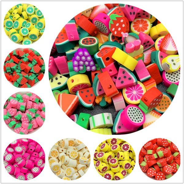 20pcs/Lot 10mm Mixed Colors Fruit Shape Clay Spacer Beads Polymer Clay  Beads For Jewelry Making DIY Handmade Accessories