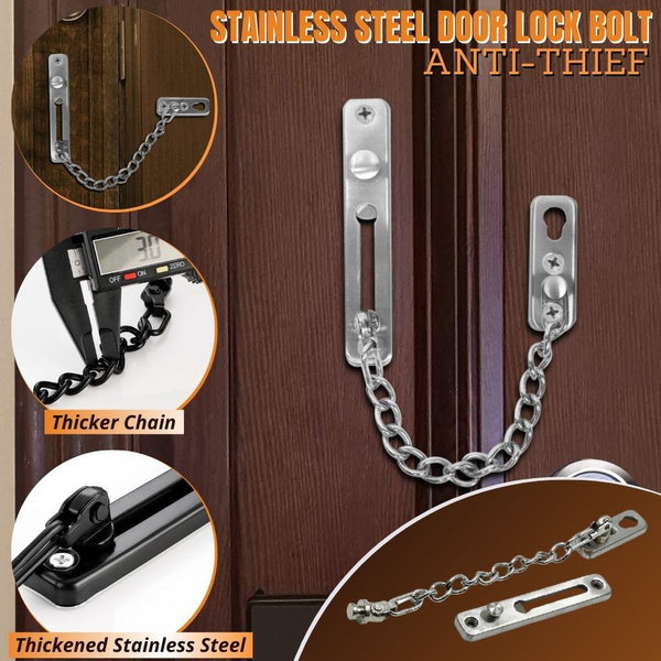 Stainless Steel Slide Bolt Door Chain Lock Latch Door Security