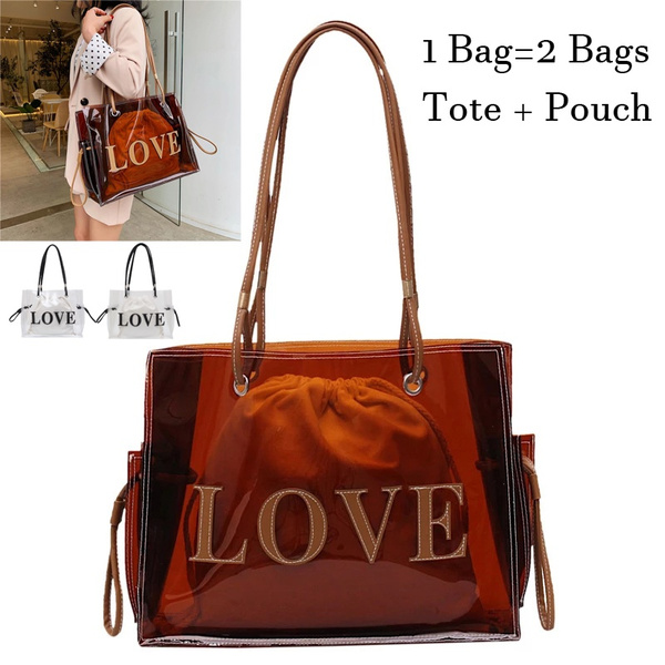Transparent Tote Bag PVC Beach Bag Shopping Waterproof Women Fashion Handbag Transparent Tote Bag PVC Beach Bag Shopping Waterproof Women Fashion Handbag