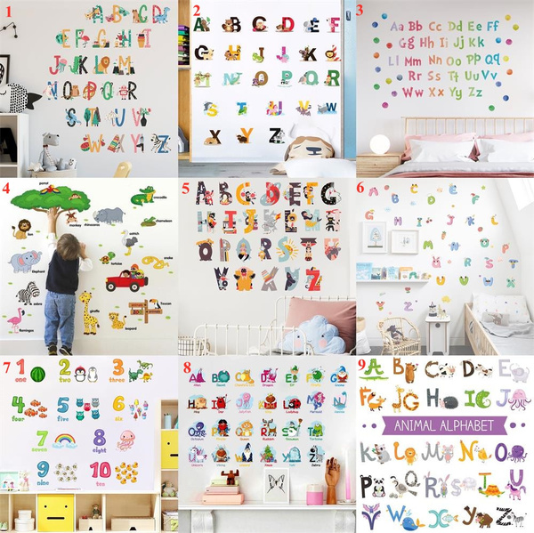 New DIY Puzzle Alphabet Wall Stickers for Kids 26 English Alphabet Wall  Stickers Letters Wall Stickers Cartoon Animal Word Stickers Arabic Numerals Wall  Decals for Children's Room Kindergarten Study Room Wall Decoration