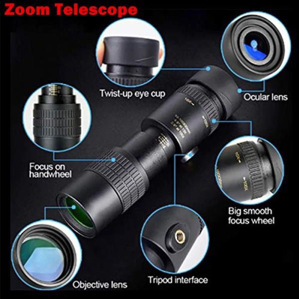4K 10-300X40mm Super Monocular Telescope Fogproof Telephoto Zoom Monocular Telescope Portable Military Zoom Dual Focus BAK4 4K HD Lens Night Vesion phone monocular Telescope For Travel