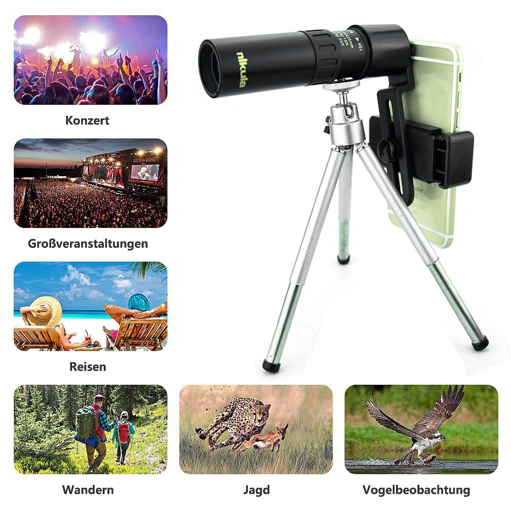 4K 10-300X40mm Super Monocular Telescope Fogproof Telephoto Zoom Monocular Telescope Portable Military Zoom Dual Focus BAK4 4K HD Lens Night Vesion phone monocular Telescope For Travel
