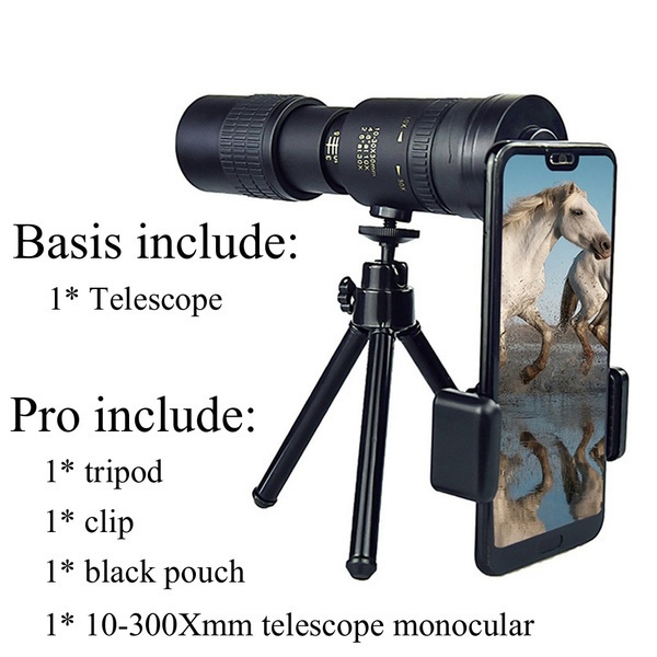 4K 10-300X40mm Super Monocular Telescope Fogproof Telephoto Zoom Monocular Telescope Portable Military Zoom Dual Focus BAK4 4K HD Lens Night Vesion phone monocular Telescope For Travel