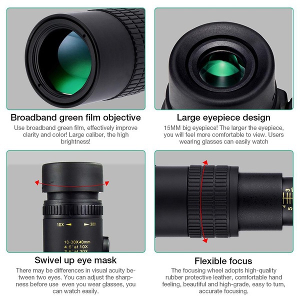 4K 10-300X40mm Super Monocular Telescope Fogproof Telephoto Zoom Monocular Telescope Portable Military Zoom Dual Focus BAK4 4K HD Lens Night Vesion phone monocular Telescope For Travel