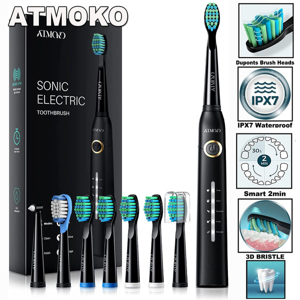 Hot Sale !! ATMOKO Sonic Electric Toothbrush, 5 Modes ,8 Free