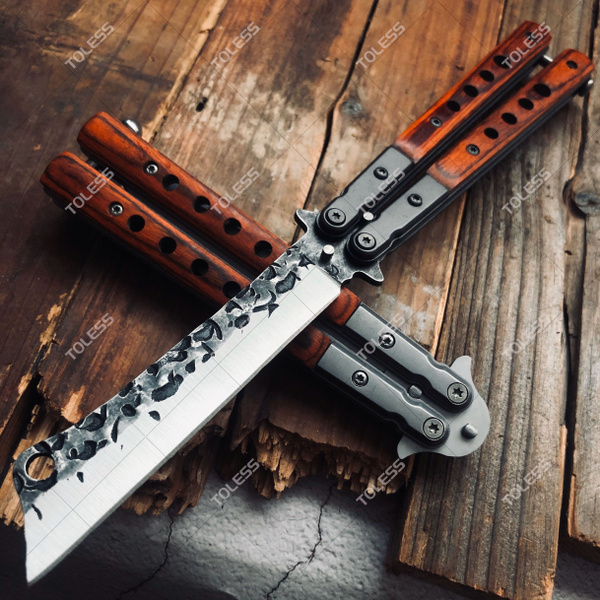HOT! NEW Handmade Sharp Razor Blade Tactical Butterfly Knives Trainer