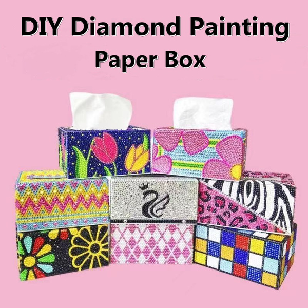 11 Styles DIY Diamond Painting Handmade Tissue Box Sticking Drill Paper  Case Home Living Room Office Car New Crystal Paper Box