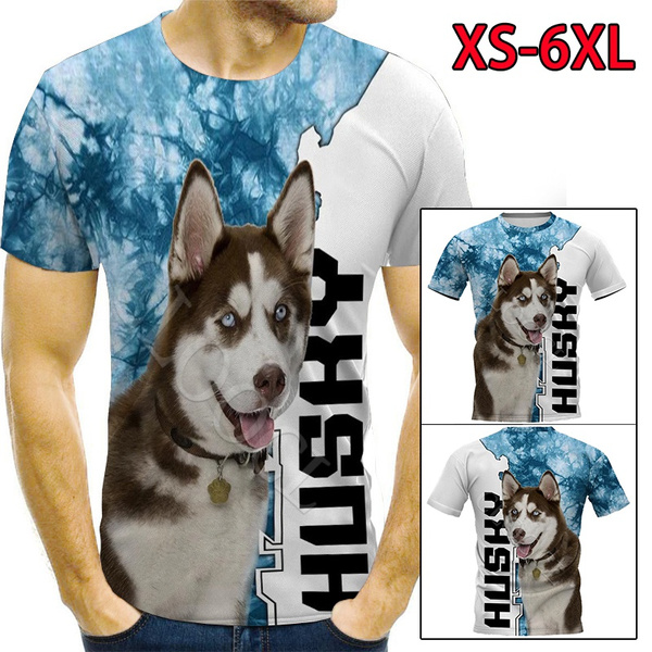 3D Printed T Shirts Husky Puppy Character Standing and Offering to Hug Casual Mens Hipster Top Tees 
