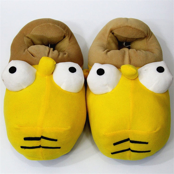 Funny Unisex Home Simpson Slippers Yellow Plush Mouth Shoes US Men's 6-8 | Wish