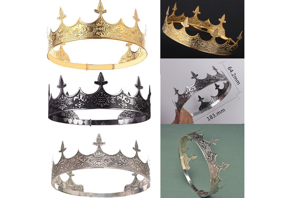 Royal King Crown For Men - Metal Prince Crowns And Tiaras, Full Round  Birthday Party Hats,medieval