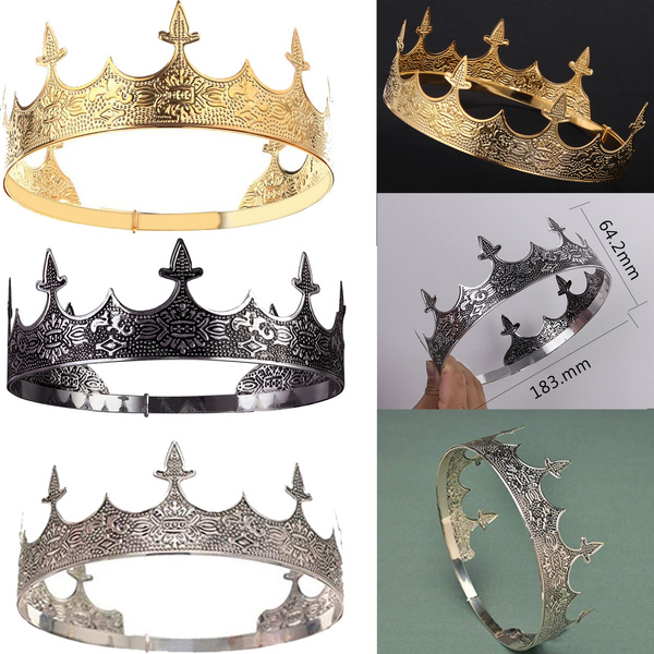 Antique Silver King Medieva Crown Headband Pu Crown Men Crown Headdress  Party Favors