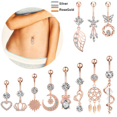 Heart, navel rings, bellybuttonjewelry, Stainless Steel