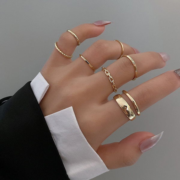 Buy Yellow Chimes Set of 24 Gold-Plated Finger Rings (7) Online