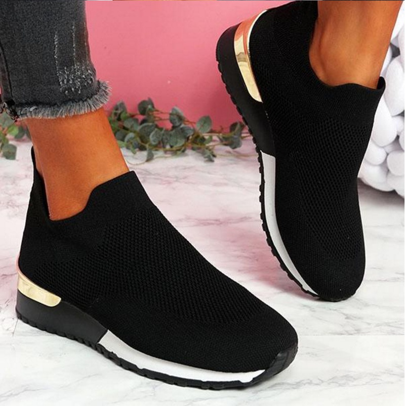 2021 New Women Knitted Socks Breathable Mesh Running Shoes Lightweight Slip-On Casual Shoes Gym Sports Trainer Tennis Shoes Outdoor Vulcanized Flat Walking Shoes | Wish