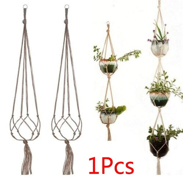 Vintage Macrame Plant Hanger Flower Pot Garden Holder Hanging Rope Basket Decor 