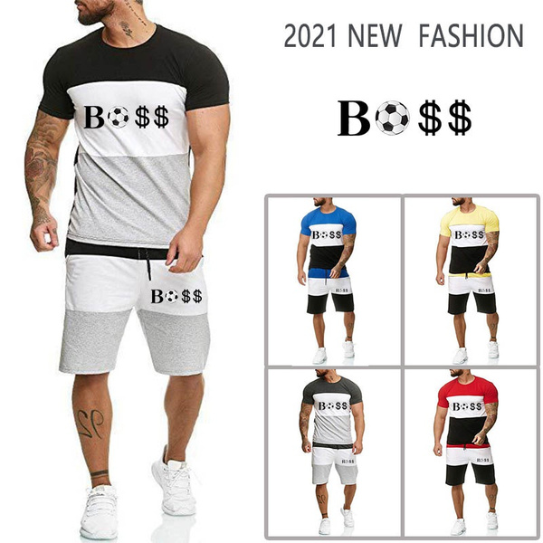 Football Summer Streetwear Men T-shirt Set Tracksuit Man Oversized