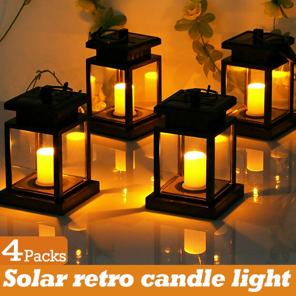 4/2/1 Pack Solar Hanging Lantern Outdoor, Candle Effect Light with