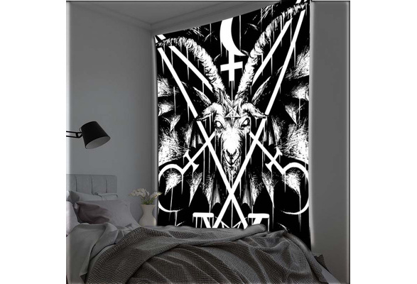 Simsant Angel Devil Satan in Fire Tapestry Wall Hanging Blanket Backdrop  for Bedroom Living Room Dorm Dormitory Wall Decor SIZY1505(100x90)
