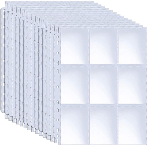 Pockets Double-Sided Trading Card Pages Sleeves 9-Pocket Clear