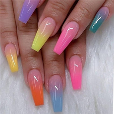manicure tool, rainbow, acrylic nails, nail tips