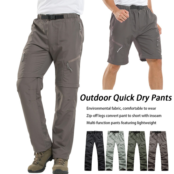 Men's Belted Hiking Pants Convertible Zipper Cuff Elastic Waist Quick Dry  Lightweight Zip Off Outdoor Fishing Travel 