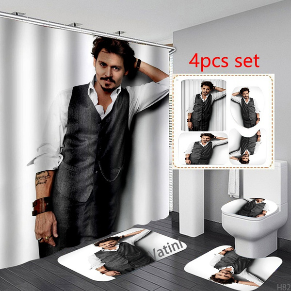 134 Pieces Shower Curtains Sets Shower Curtain Kits Bathroom Set Johnny Depp 3d Print 7536