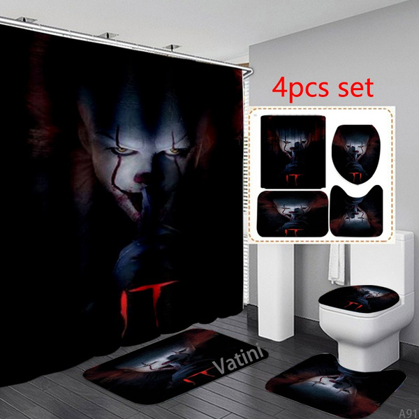 Scary Clown Print Pattern Bathroom Shower Curtain