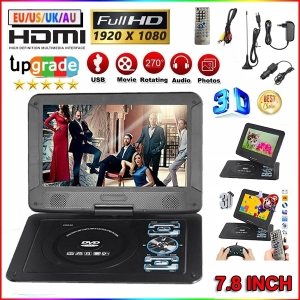 2022 New Upgrade 7.8 Inch HD LCD Rotatable Portable DVD Player Digital  Multimedia Player U Drive Play With FM TV Game Card Read Function VCD DVCD  MP4 