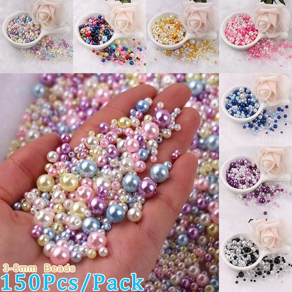 150pcs/lot Mix Size 3-8mm Pearl Beads for Jewelry Making Colorful