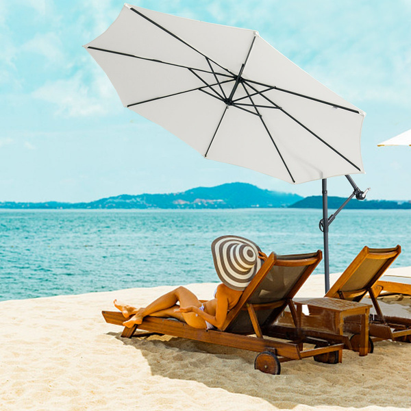 360-Degree Rotation Cantilever Hanging Patio Umbrella with Extra-large ...