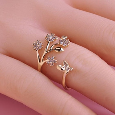 butterfly, golden, Fashion, wedding ring