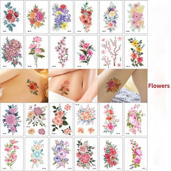 EGMBGM 24 Sheets Black Sketch Rose With Snake Temporary Tattoos For Women,  Sexy Red Rose Branch Crescent Moon Tattoo Sticker For Girls, Waterproof Arm  Leg Neck Fake Flowers Tattoo Temporary Tatoo Kit