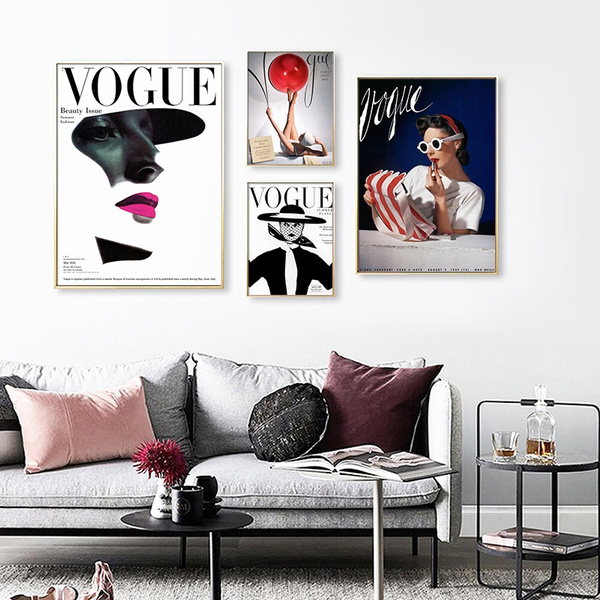 Fashion Wall Art Vintage Cuadros Vogue Figure Quotes Poster and