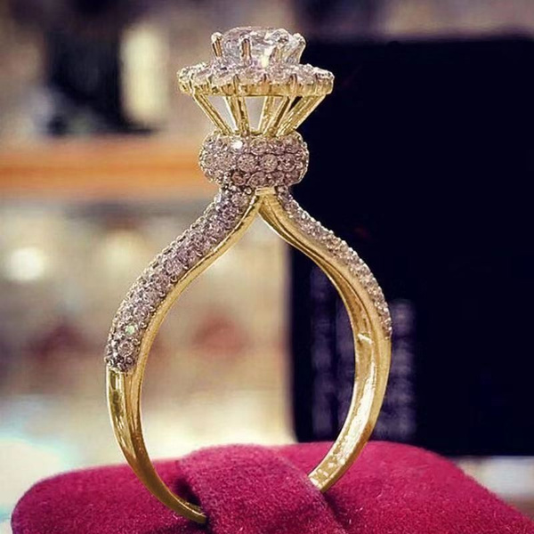 14k Gold Tiara Ring, Crown Wedding Ring, Tiara Princess Ring, Princess –  QCustom Jewelry