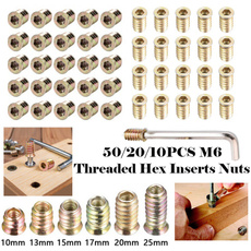 Wood, zinchexdrivescrew, hexthreadedinsert, threadedwoodinsertnut