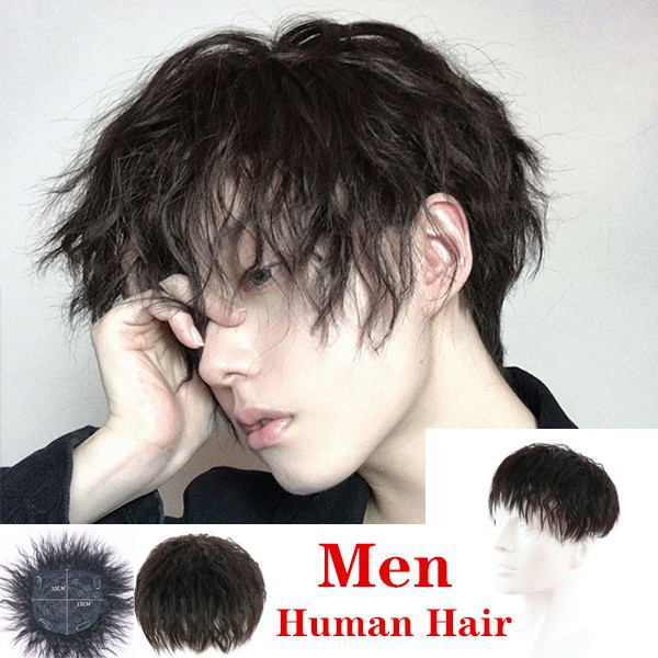 New Fashion Short Curly Hair Wig Black/dark Brown Human Hair Daily Party  Cosplay Natural Fluffy Wigs for Young Man Cool Boy | Wish