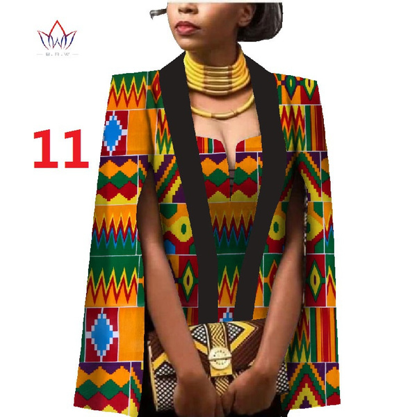 African Women Clothing Full Sleeve Cape Coat Dress Suit African