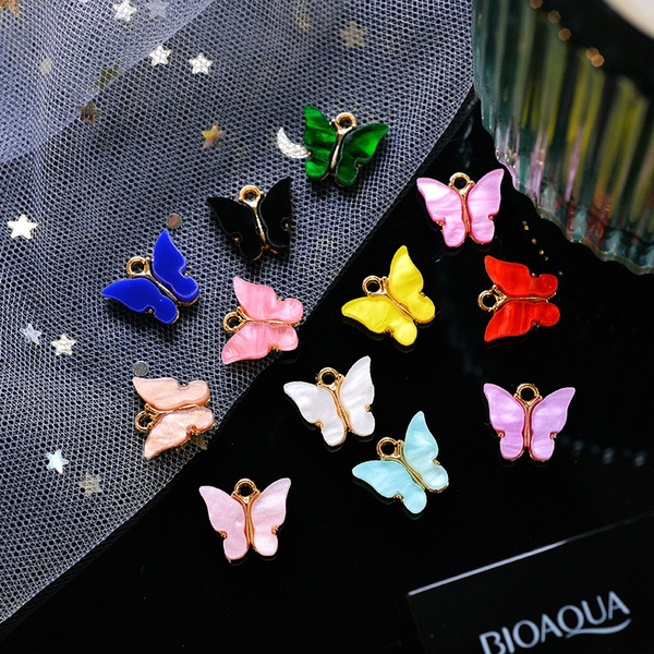 10pcs 13x13mm 11 Color Resin Animal Butterfly Charms for Jewelry Making  Pendants Necklaces Cute Earrings DIY Handmade Accessories