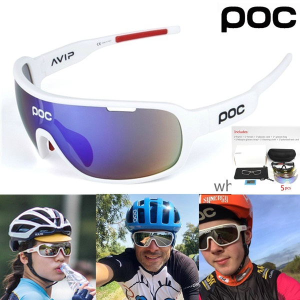 5 Lens with sturdy boxes Men Women cycling glasses New POC