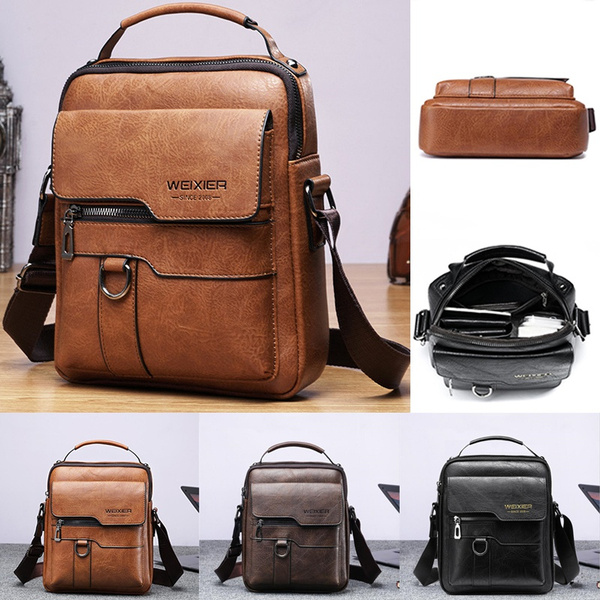 Fashion Men's Shoulder Bag PU Leather Messenger Bag Document Bag Men's ...