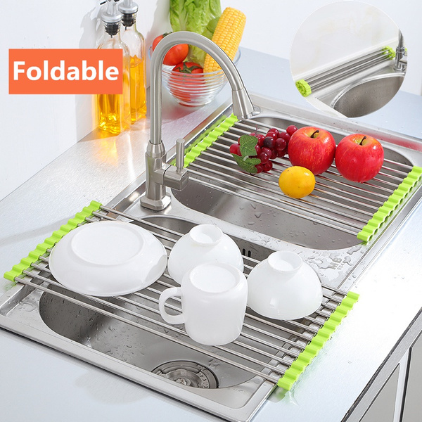 Stainless Steel Foldable Draining Rack, Drain Shelf For Kitchen