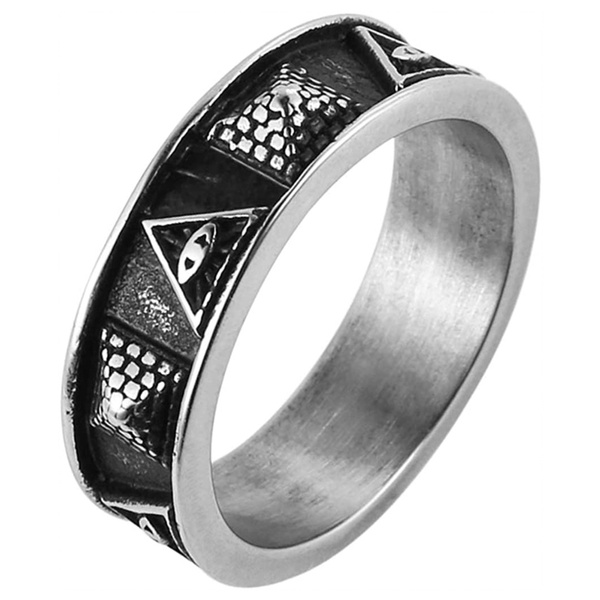 Mens Stainless Steel Ring The AllSeeingEye Illuminati Eye of
