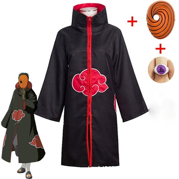 Tobi Obito Cosplay Costume Akatsuki Long Sleeve Cloak Halloween