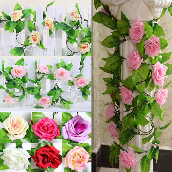 240cm / 94.5 Inch Artificial Fake Silk Rose Flower Ivy Vine Hanging Garland Artificial  Plants Flower Wedding Party Home Decor