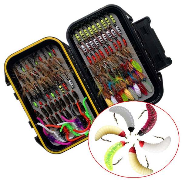 40Pieces/Box Outdoor Dry/Wet Fly Nymph Fly Lure Assotment with Fly Box for  Trout Fly Fishing Flies