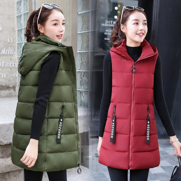 Warm Fashion Women Casual Hooded Sleeveless Winter Lady Long Puffer Vest -  China Padding Jacket, Hooded Jacket | Made-in-China.com