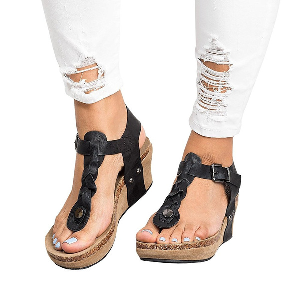 Women's Journee Collection Wedge Thong Sandals - Walmart.com