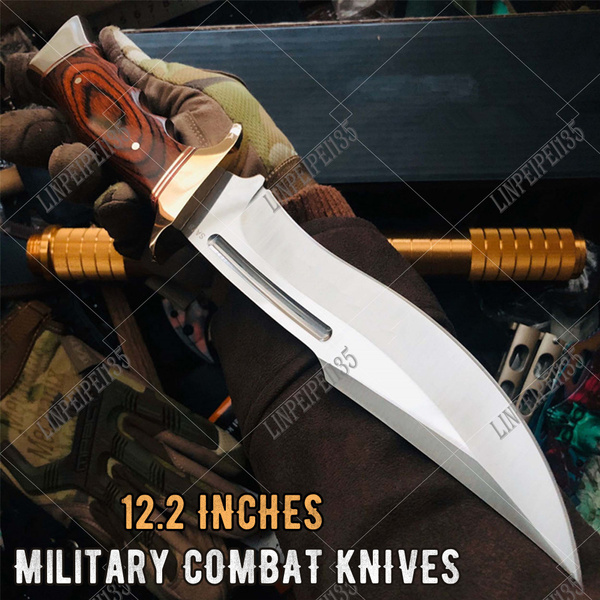 12.2 inch Heavy Duty Custom Military Tactical Fixed Blade Machete Hunting Knife Wood Handle
